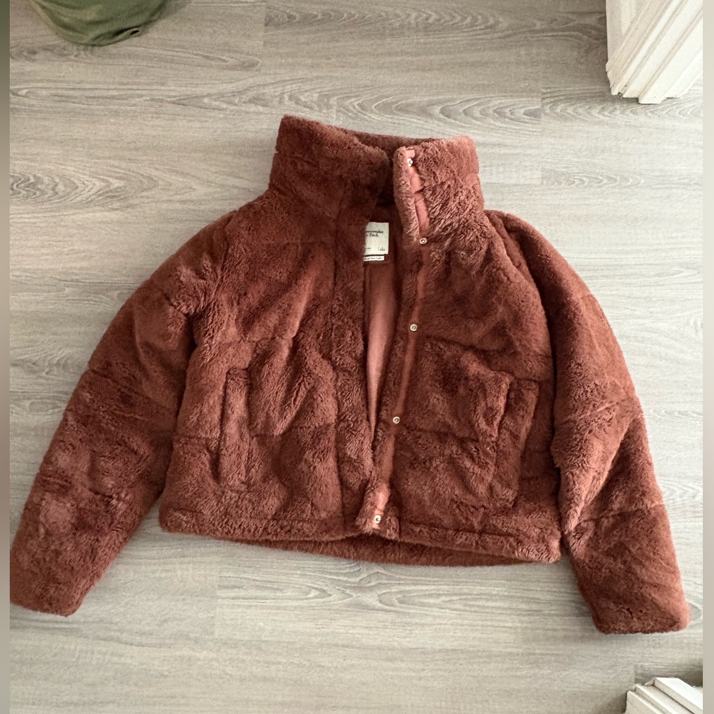 Abercrombie & Fitch Brown Teddy Jacket Cozy Outerwear